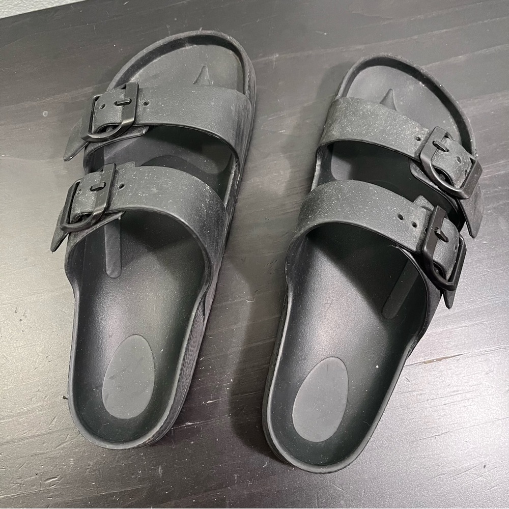 Black Double Strap Sandals (Birkenstock look alike) women’s size 7 adjustable - Picture 9 of 10